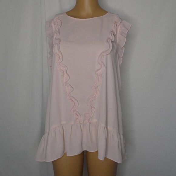 CeCe Ruffle Keyhole Skirted Hem Drop Waist Blouse - Picture 1 of 8
